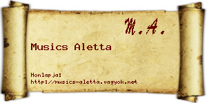 Musics Aletta névjegykártya